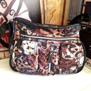 Nine & Co. black, brown & tan animal print purse